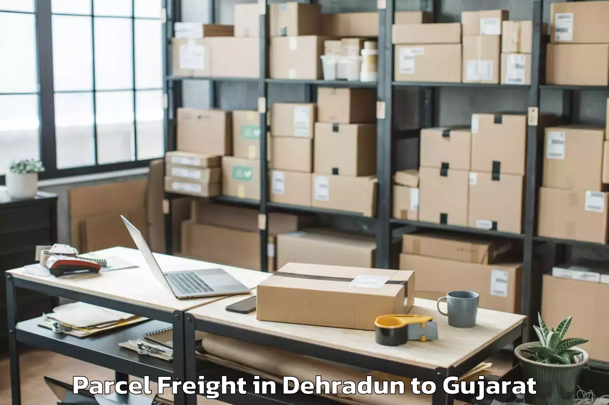 Hassle-Free Dehradun to Jhulasan Parcel Freight